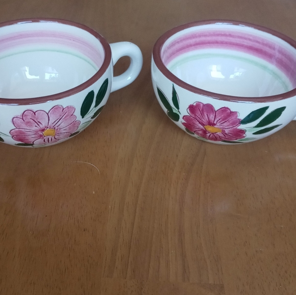 Strangl Pottery cups/ mugs (pair) Wild Rose - Picture 3 of 8